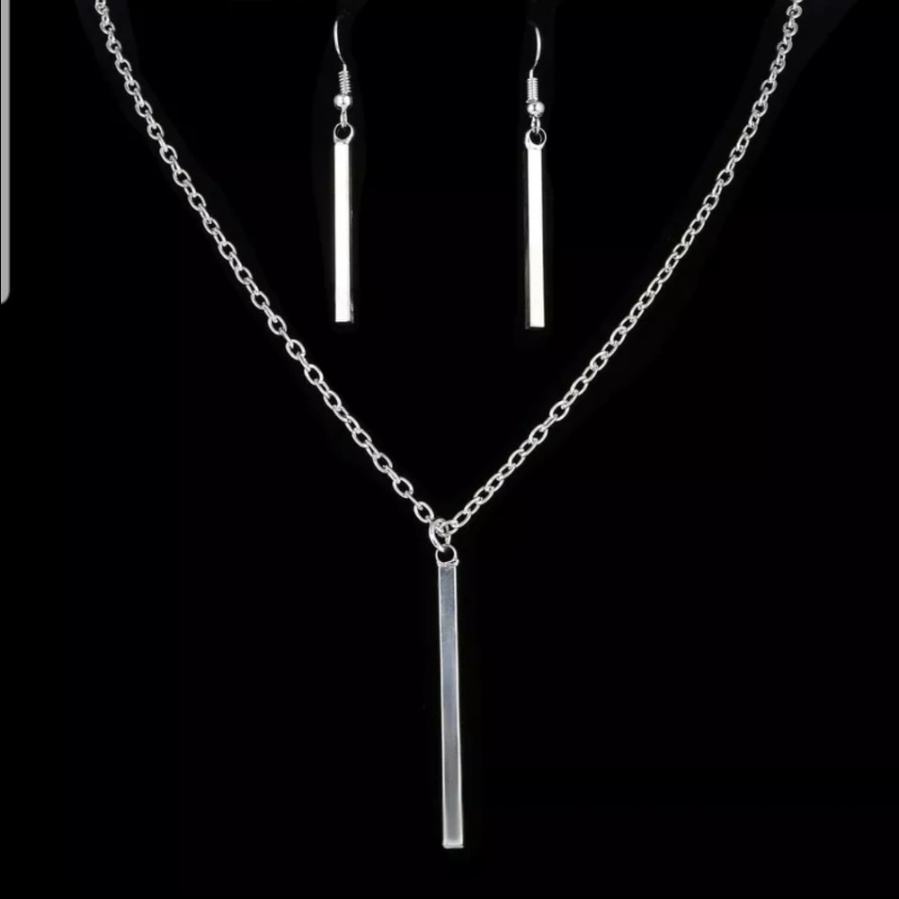 Earrings & Necklace Set Silver Color Chain